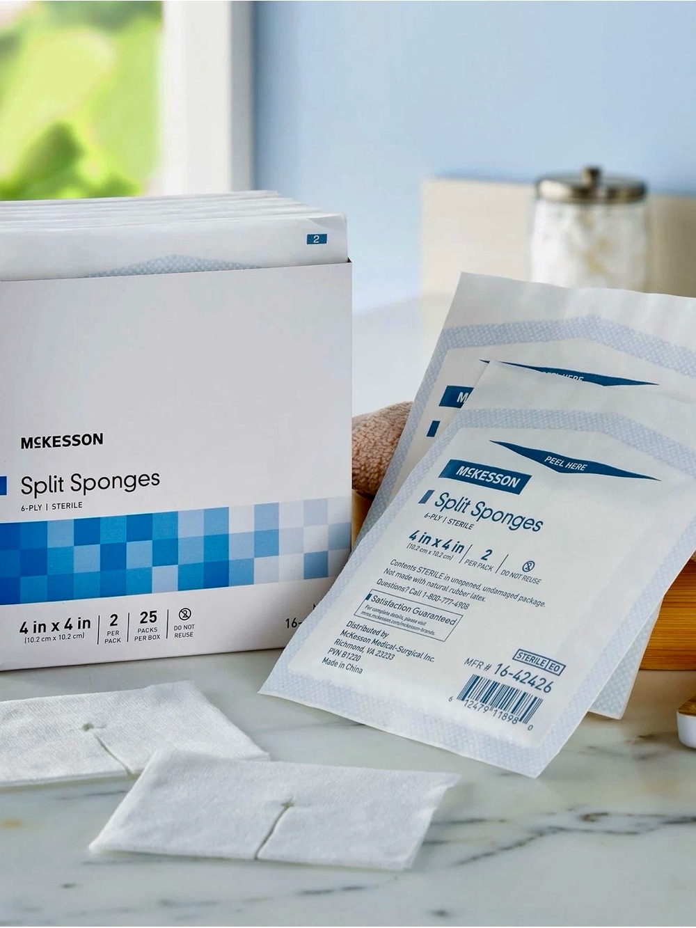 McKesson 4x4 Inch 86 Count 6 Ply Split Dressing Sponges Sterile